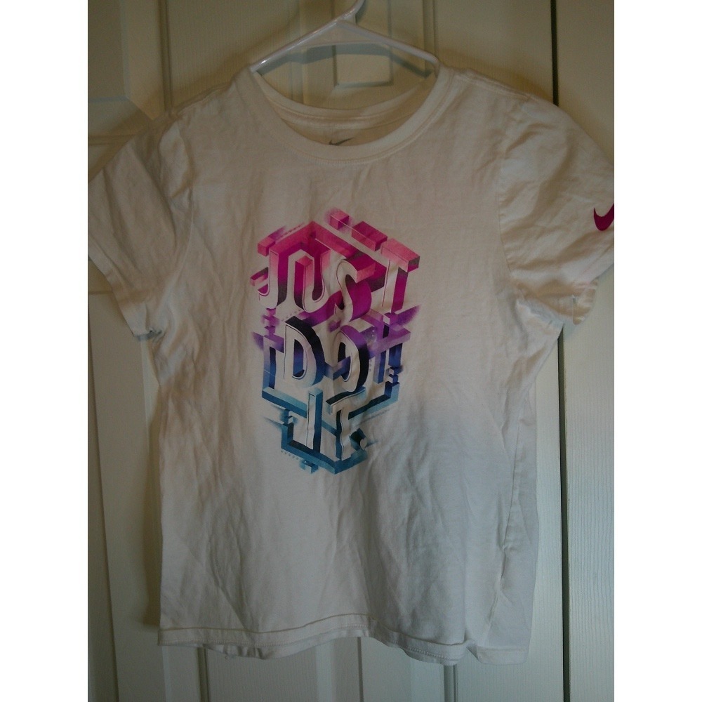 Nike Just Do It Graphic Tee Athletic Cut Short Sleeve Top‎ White XL